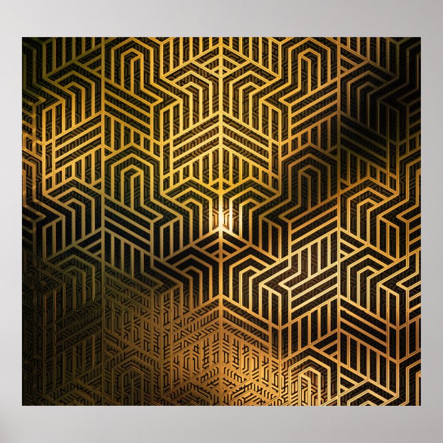 Poster Ilustração 3D da Art Deco, Wallpaper de anúncio. (Frente)