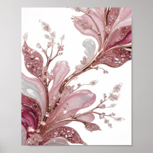 POSTER ILUSTRAÇÃO 3D DE UM DESIGN FLORAL LUXUOSO COM