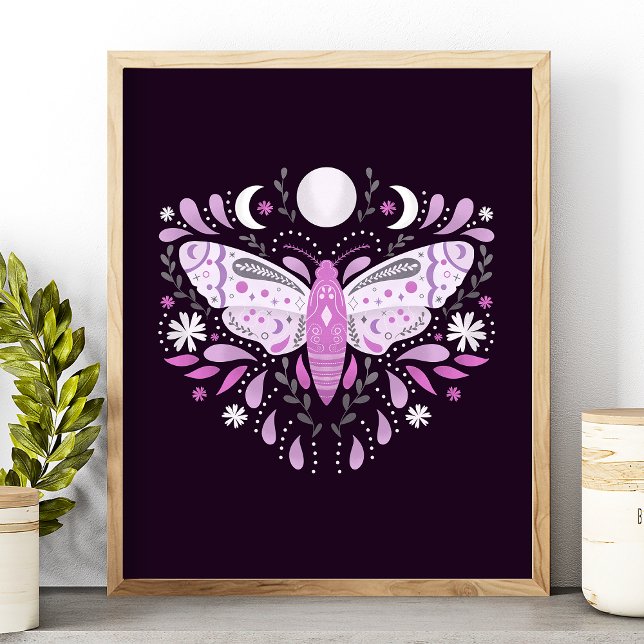 Poster Ilustração Abstrata Moderna de Mariposa Roxa e Bra (Criador carregado)