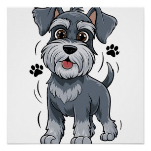 Pôster Ilustração Adorável de Filhote de Schnauzer Com Ol