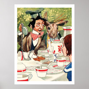 Poster Ilustração Alice do vintage no país das maravil