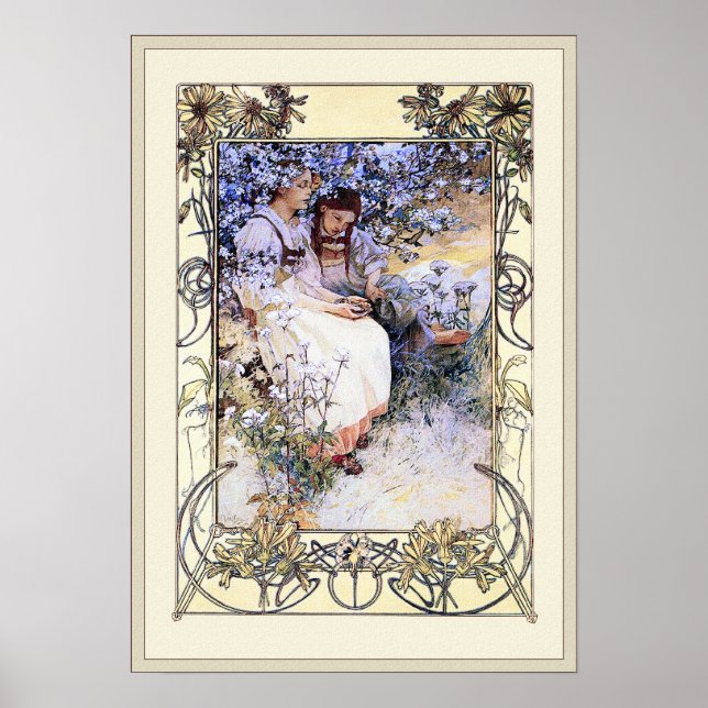 Poster Ilustração Alphonse Mucha: As Beatitudes (Frente)