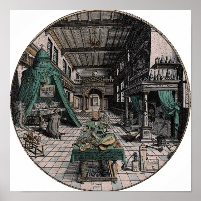 Poster Ilustração Alquímica Vintage (Frente)