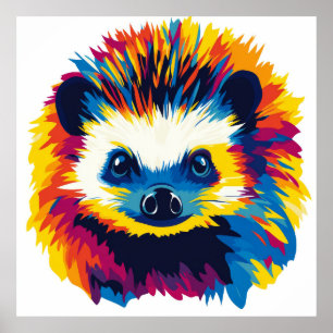 Poster Ilustração Animal Hedgehog Pintura Por Aquarela