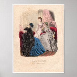 Poster Ilustração Antecipada de Moda Francesa do Século 1