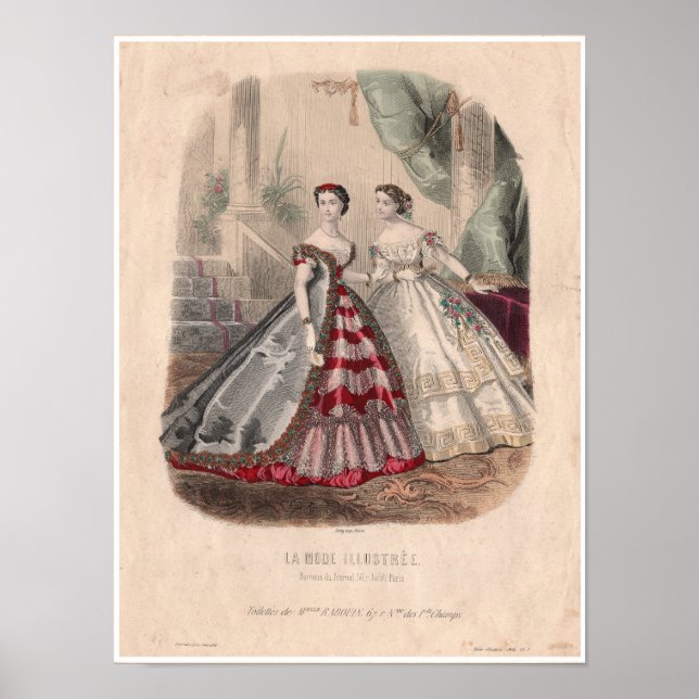 Poster Ilustração Antecipada de Moda Francesa do Século 1 (Frente)