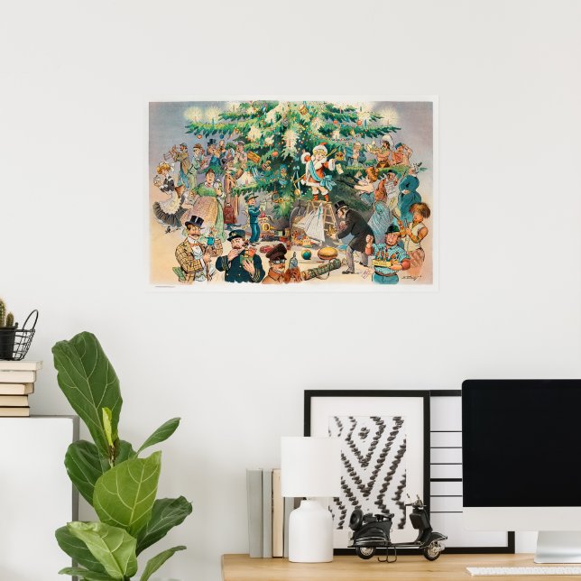 Poster Ilustração Antiga Árvore de Natal do Puck, 1902 (Escritório em casa)