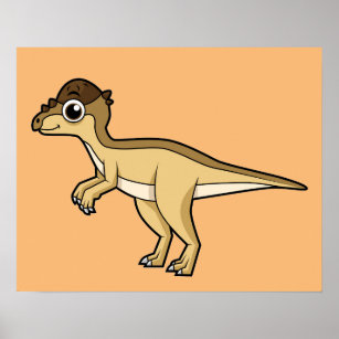 Poster Ilustração Bela De Um Dinossauro Paquicefalossauro