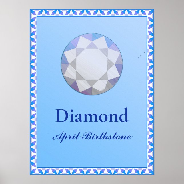 Poster Ilustração Birthstone para abril - Diamond (Frente)