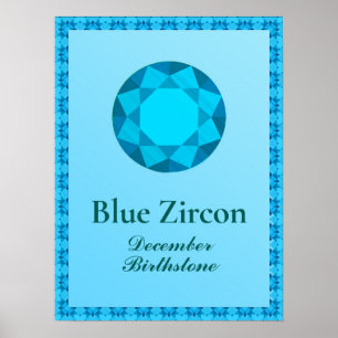 Poster Ilustração Birthstone para dezembro - Blue Zircon