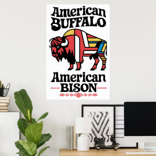 Poster Ilustração Bison Americana