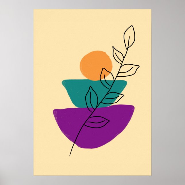 Poster Ilustração boho de folhas (Frente)