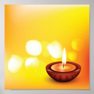 Pôster Ilustração bonita do diya do diwali