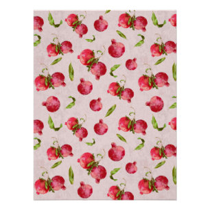 Pôster Ilustração Botânica de Romã Desenhada à Mão
