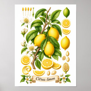 Poster Ilustração Botânica Vintage de Limão