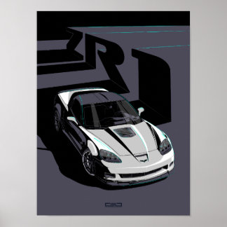 Poster Ilustração branca C6 ZR1