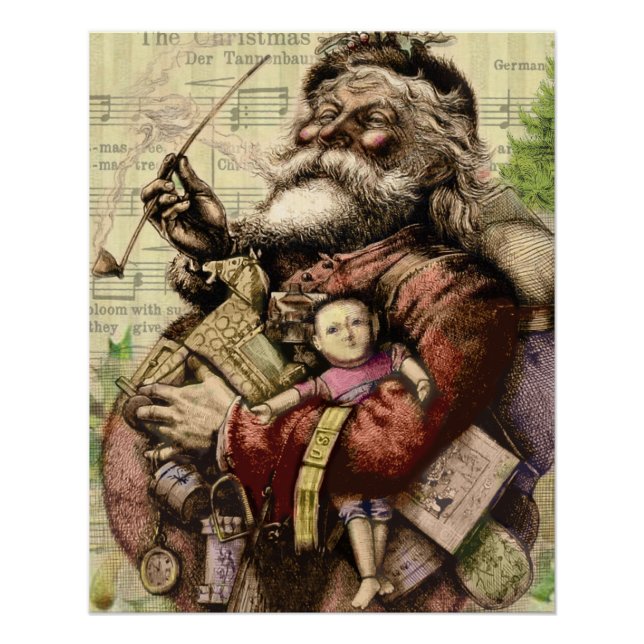 Pôster Ilustração Clássica da Árvore Santa feliz (Frente)