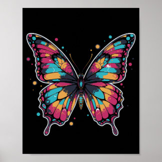 Poster Ilustração Colorida de Borboleta