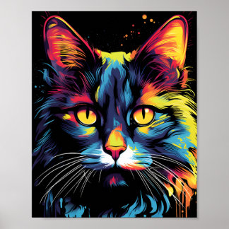 Poster Ilustração Colorida de Gatos