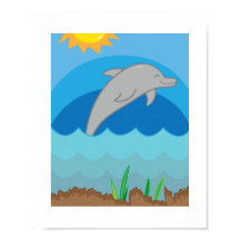 Ilustração Colorida de Golfinho | Animal Marinho p