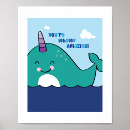 Poster Ilustração Colorida de Narval | Arte de Animal Mar