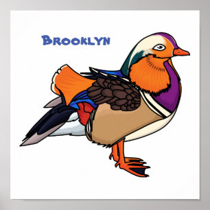 Poster Ilustração colorida do pato de mandarina