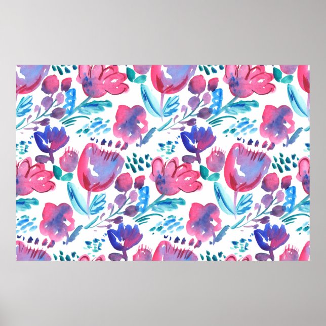 Poster ilustração com desenho de mão rústica floral estil (Frente)