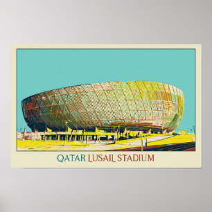 Poster Ilustração da arquitetura do Estádio Lusail Qatar