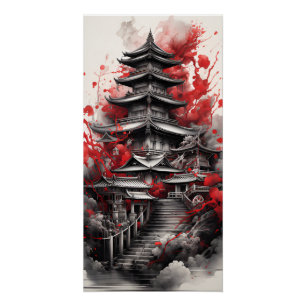 Pôster Ilustração Da Arquitetura Japonesa Tradicional