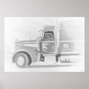 Pôster Ilustração da arte do caminhão & do motorista d