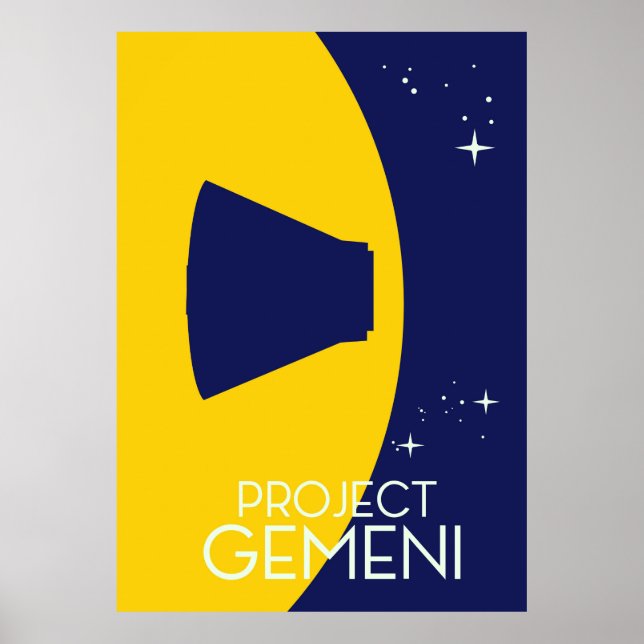 Poster ilustração da arte espacial do Projeto Gemini (Frente)