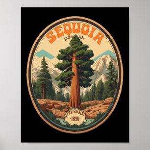 Poster Ilustração da Árvore do Parque Nacional Sequoia Hi