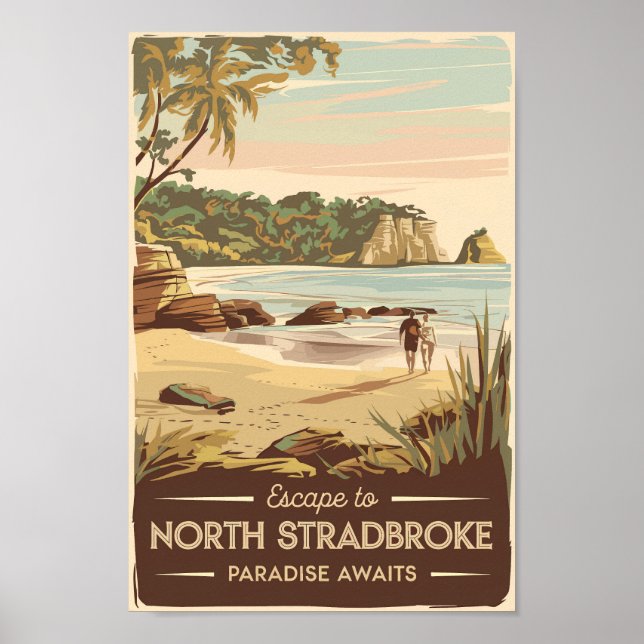 Poster Ilustração da Austrália na Ilha Stradbreak Norte (Frente)