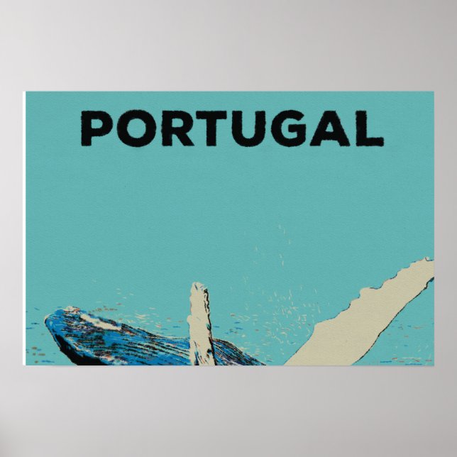 Poster Ilustração da baleia-jubarte dos Açores em Portuga (Frente)