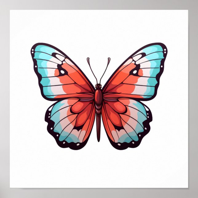 Poster Ilustração da borboleta de desenho animado (Frente)