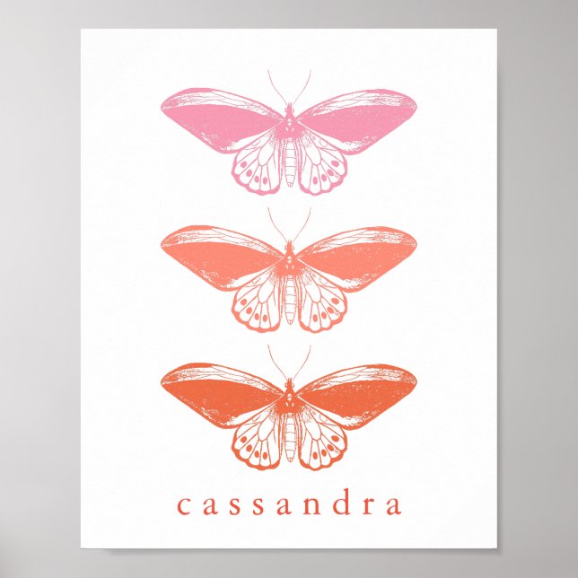 Poster Ilustração da borboleta rosa-pintada de safra (Frente)