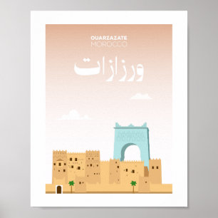Poster Ilustração da Cidade de Ouarzazate Marrocos