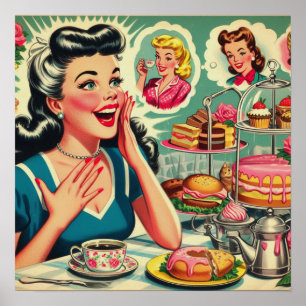 Poster Ilustração da Comida de Menina Fresca
