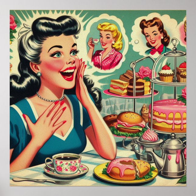Poster Ilustração da Comida de Menina Fresca (Frente)