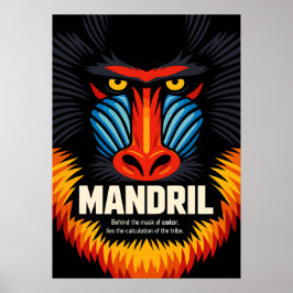 Poster Ilustração da Cor da Máscara do Mandril