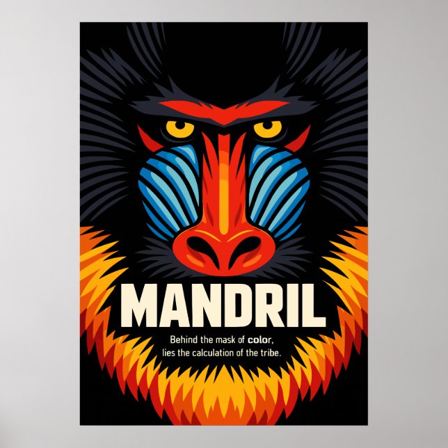 Poster Ilustração da Cor da Máscara do Mandril (Frente)
