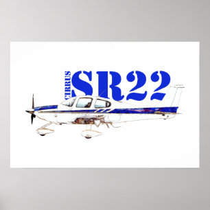 Poster Ilustração da Design de aeronave ligeira Cirrus SR