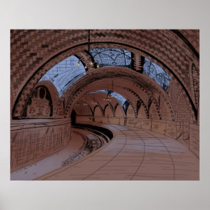 Poster Ilustração da Estação de Metrô Abandonada do City