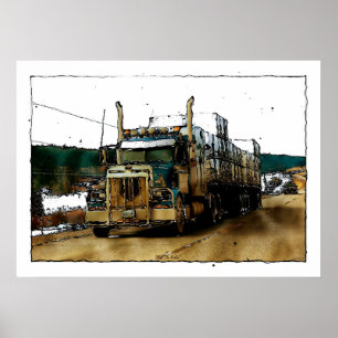Pôster Ilustração da Estrada de Transporte de Mercadorias