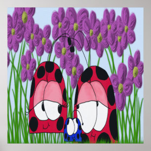 Pôster Ilustração da família Ladybug