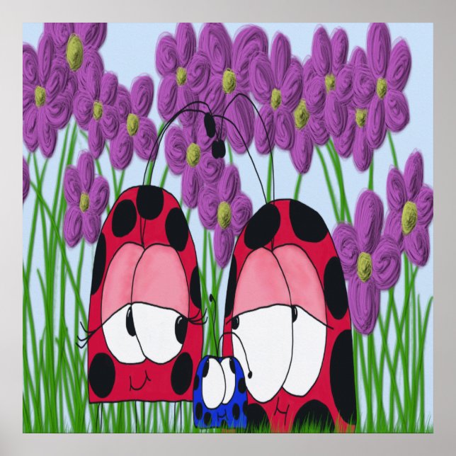 Pôster Ilustração da família Ladybug (Frente)