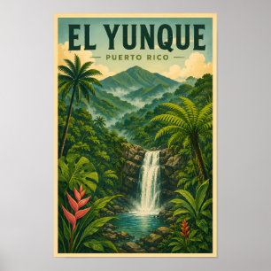 Poster Ilustração da Floresta Nacional El Yunque em Porto