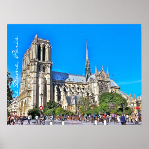 Poster Ilustração da foto da catedral de Notre Dame