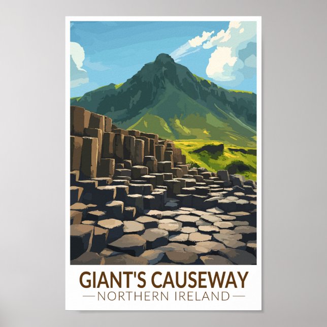Poster Ilustração da Irlanda do Norte de Causeway do Gian (Frente)