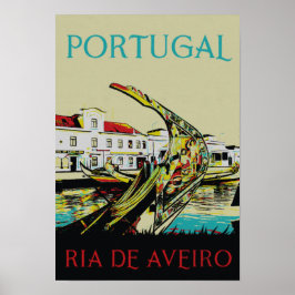 Poster Ilustração da Lagoa de Aveiro viagens vintage de P
